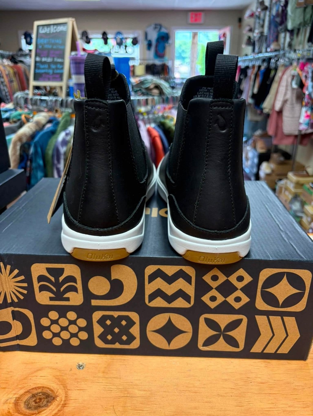 Olukai Black Leather Chelsea Slip-On Sneakers With White Sole — image 3 of 3